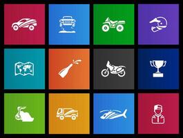 Rally related icons in Metro UI illustration vector