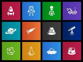 Space related icons in Metro UI illustration vector