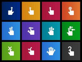 Touch pad gestures icons in Metro UI illustration vector