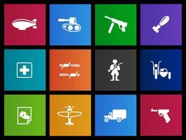 World War icons in Metro UI illustration vector