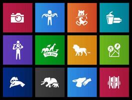 Zoo icons in Metro UI illustration vector