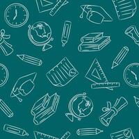 Seamless pattern of hand drawn school objects illustration vector
