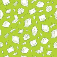 Seamless pattern of hand drawn computer related objects illustration vector