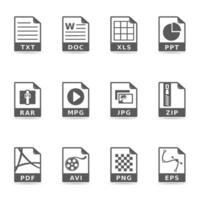 File format icon set illustrations vector
