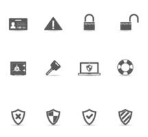 Security icon set in black and white illustration vector