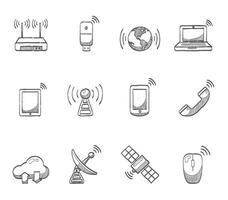 Wireless technology icon hand drawn illustration vector