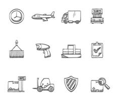 Logistic icons hand drawn illustration vector