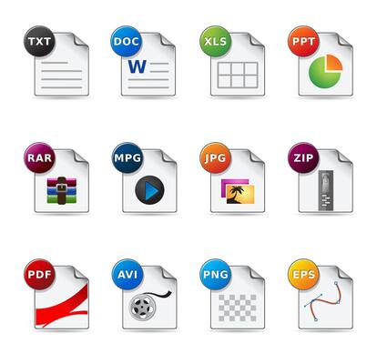 a set of file formats icon set illustration