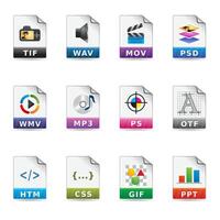 File formats icon set illustrations vector