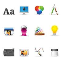 Printing and graphic design icon set illustration vector