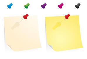 Yellow paper with colorful pin illustration vector