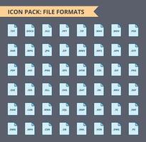 Set of file format icons. , audio, presentation, texts, movie, apps, pixel editor vector