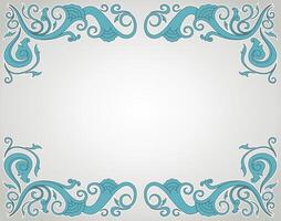 Floral ornament frame in blue with copy space on the center. vector