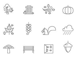 Autumn icons in thin outlines. Simple strokes illustration. vector