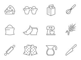 Baking icons in color circles. Food illustration. vector