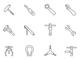 Bicycle tools icon series in thin outlines. illustration. vector
