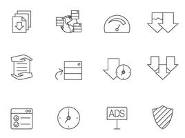 File sharing icon series in thin outlines. illustration. vector