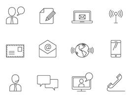 Communication icon series in thin outlines. illustration. vector
