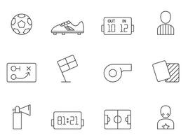 Soccer related icon series in thin outlines. vector