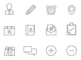 Group collaborations icon series in thin outlines vector
