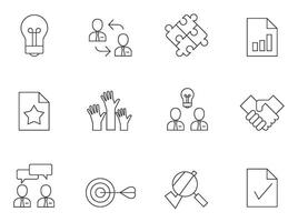 Management icon series in thin outlines. illustration. vector