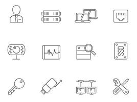 Computer network icon series in thin outlines. illustration. vector