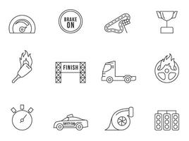 Racing icon series in thin outlines. illustration. vector