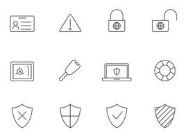 Security icon series in thin outlines. illustration. vector
