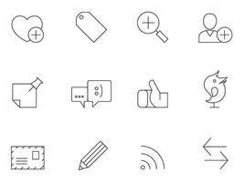 Social network icon series in thin outlines. vector