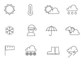 Weather icon series in thin outlines. illustration. vector