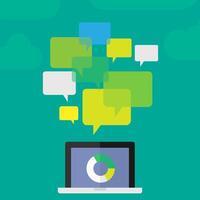 Survey concept illustration depicted using laptop and comment icons vector