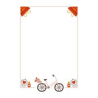 A frame with a bicycle and flowers on it vector