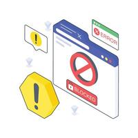Blocked Website isometric Colored illustration vector