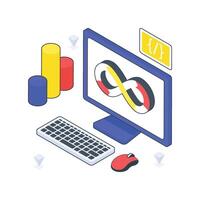 Devops isometric Colored illustration vector