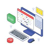 Web Coding isometric Colored illustration vector