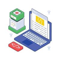 Software Coding isometric Colored illustration vector