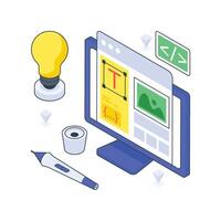 Web Designing isometric Colored illustration vector