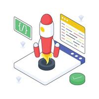 Website Launch isometric Colored illustration vector