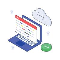 Web Cloud Code isometric Colored illustration vector