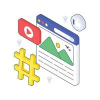 Web Content isometric Colored illustration vector