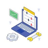 Web Setting isometric Colored illustration vector