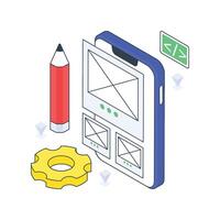 Application Wireframing isometric Colored illustration vector