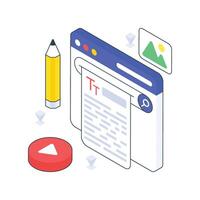 Website Content isometric Colored illustration vector