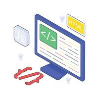 Application Coding isometric Colored illustration vector