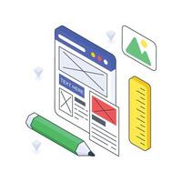 Web Wireframing isometric Colored illustration vector
