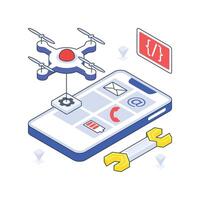 App Development isometric Colored illustration vector