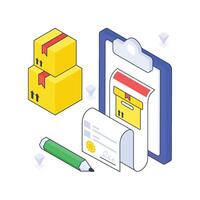 Delivery Contract isometric Colored illustration vector