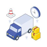 Delivery Time isometric Colored illustration vector