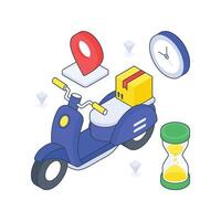 Delivery On Time Parcel Deliver on Time isometric Colored illustration vector