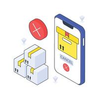 Cancel Order isometric Colored illustration vector